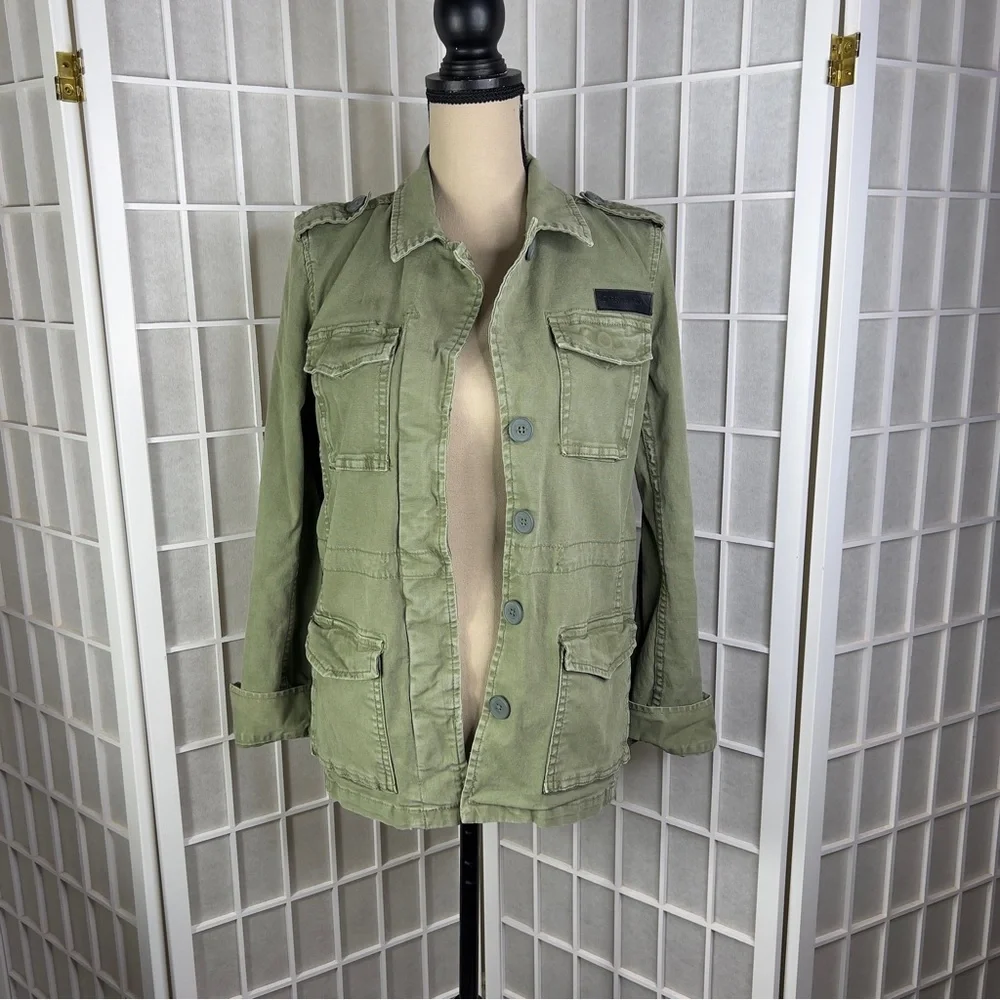 GYPSY WARRIOR Olive Green Utility Jacket – Heart & Daggers Graphic - Size Small